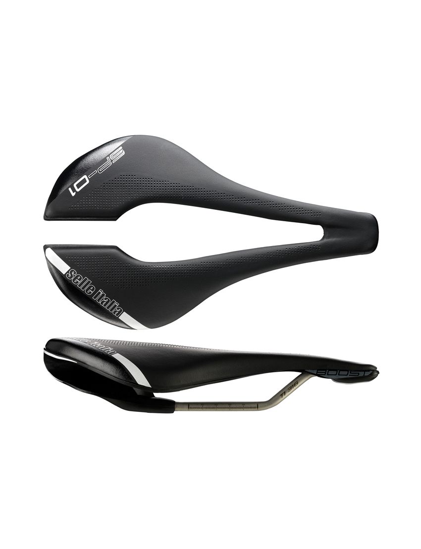Siodło SELLE ITALIA SP-01 BOOST SUPERFLOW S (id match - S3) TI 316 Tube 7, fibra-tek, 210g czarne (NEW) 