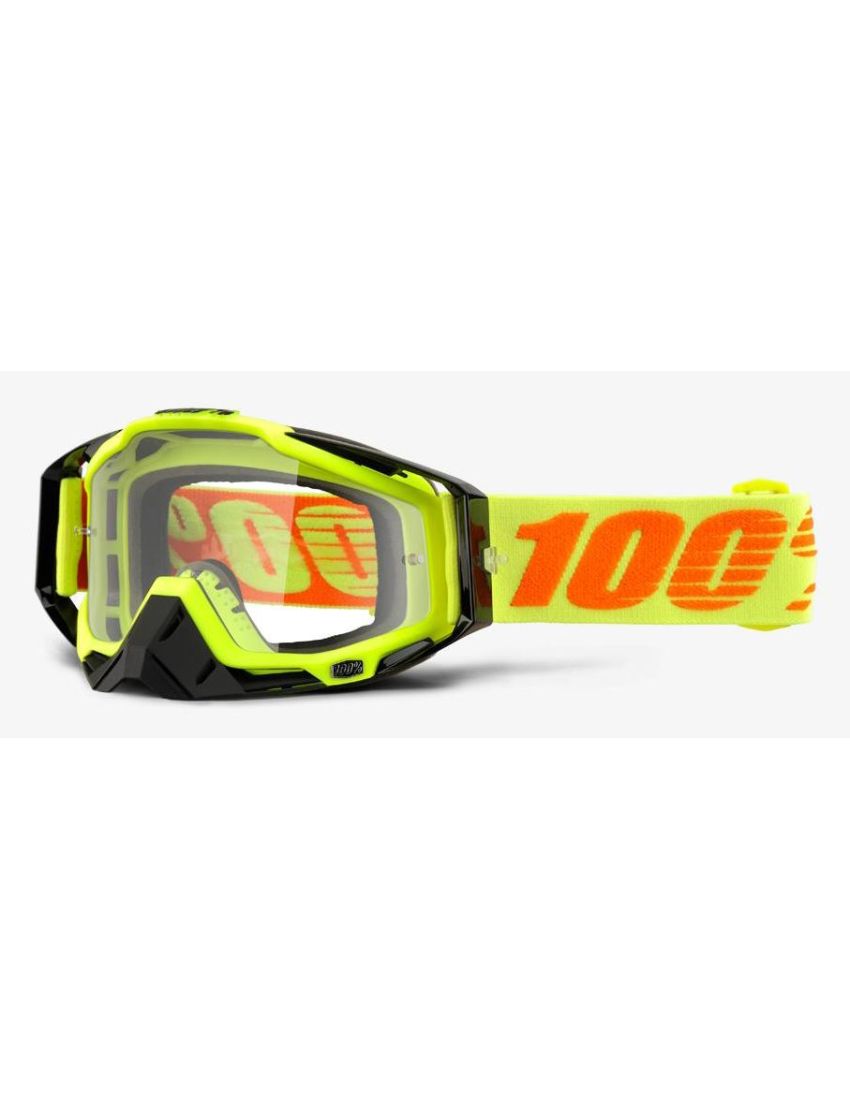 Gogle 100% RACECRAFT ATTACK YELLOW (Szyba Przezroczysta Anti-Fog + 10 Zrywek)