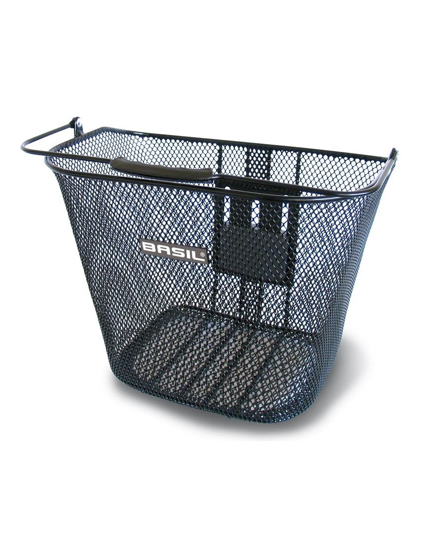 Kosz na przedni bagażnik BASIL BREMEN KF stalowy, czarny + Płytka mocująca do kosza BASIL KLICKFIX ADAPTER system do mocowania na kierownicę odpinany (bez wspornika) (NEW) 