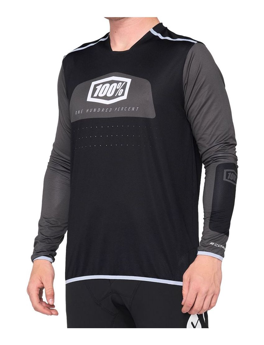 Koszulka męska 100% R-CORE X Jersey długi rękaw black white roz. L (NEW) 