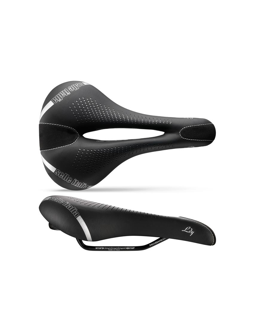 Siodło SELLE ITALIA LADY GEL FLOW L (id match - L2) Manganese Tube 7,  fibra-tek, 310g czarne (NEW) 