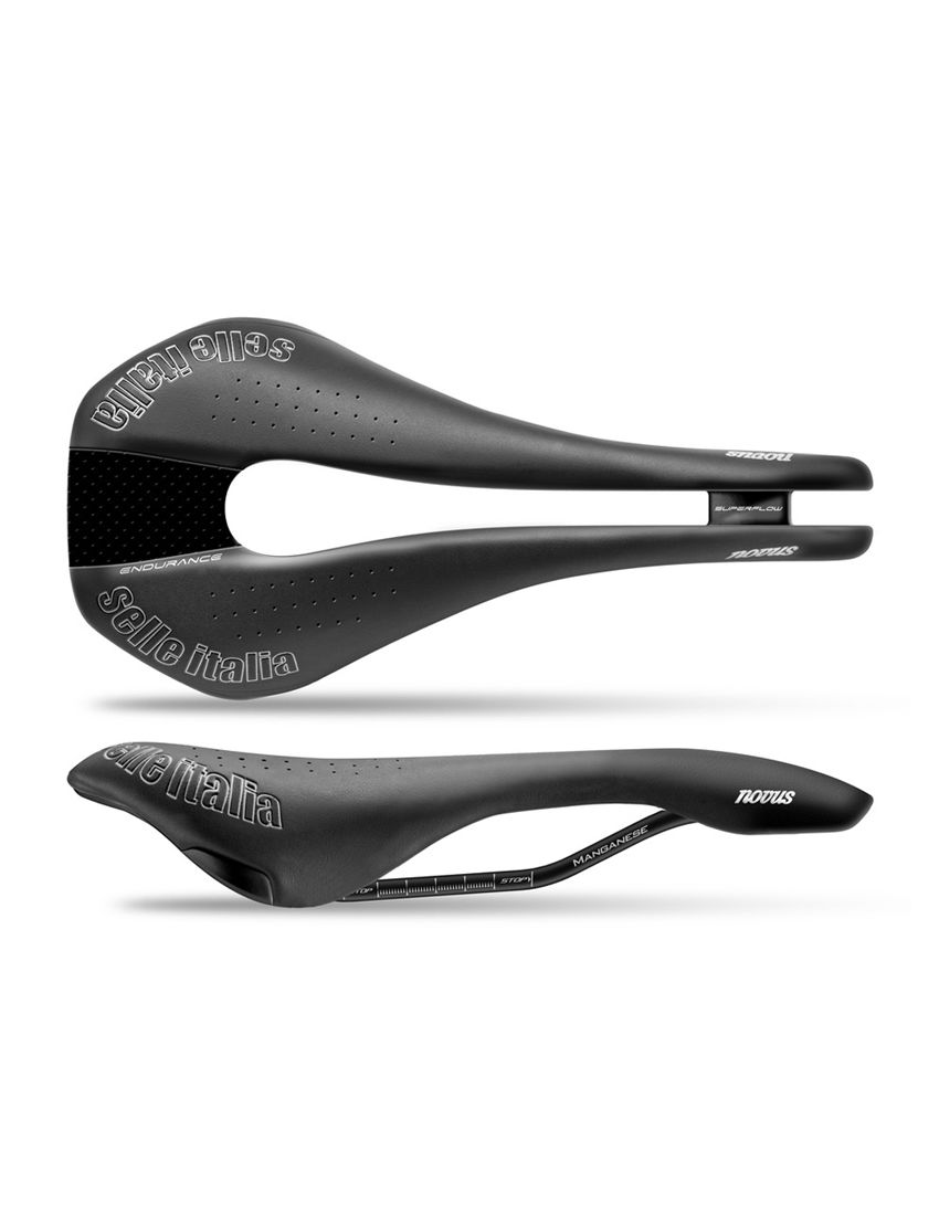 Siodło SELLE ITALIA NOVUS SUPERFLOW ENDURACE TM S (id match - S3) manganese tube 7, duro-tek, czarne (NEW) 