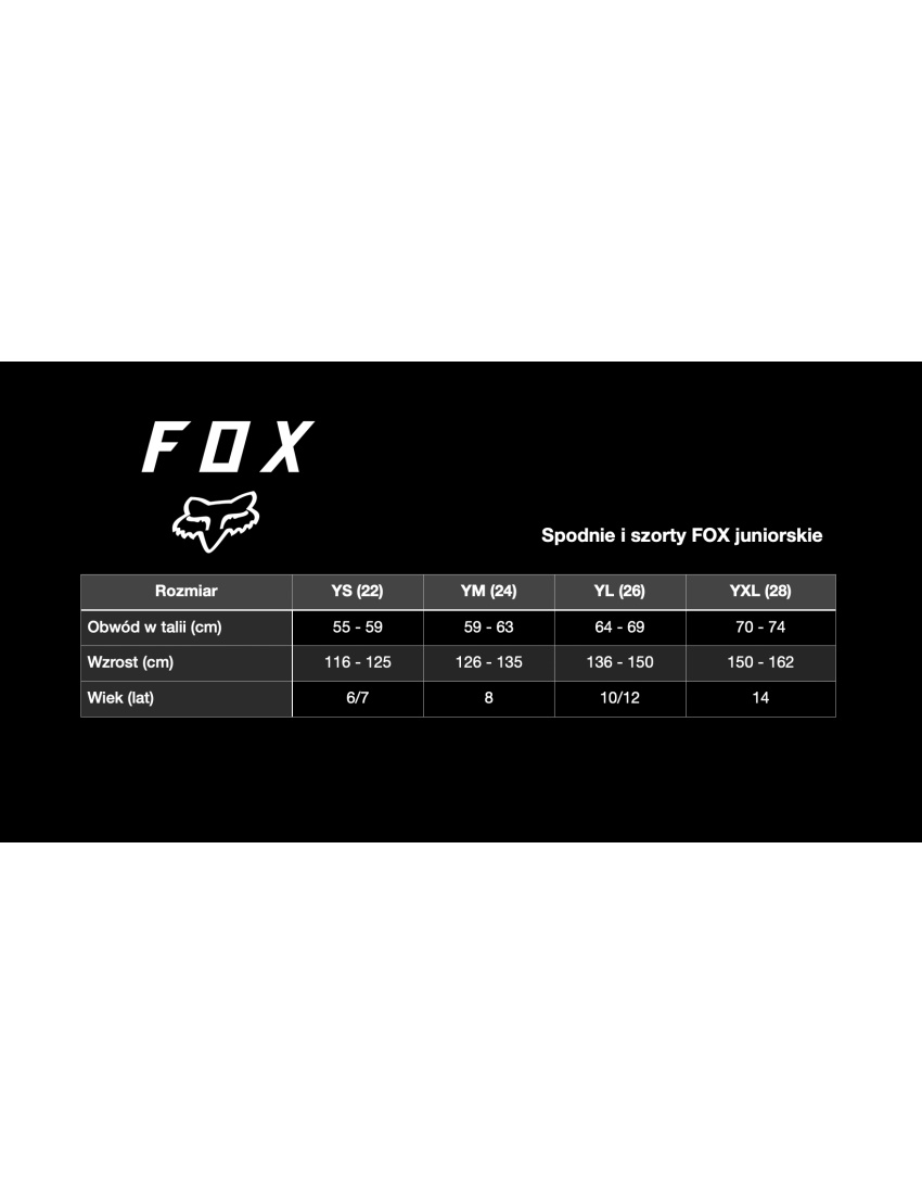 Spodnie FOX Junior 180 Leed Black/White